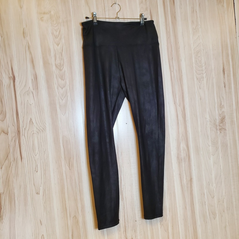 80s Rocker Chic Black Pants Leggings Size M Stretch Comfy Retro Heavy Metal - Picture 3 of 5